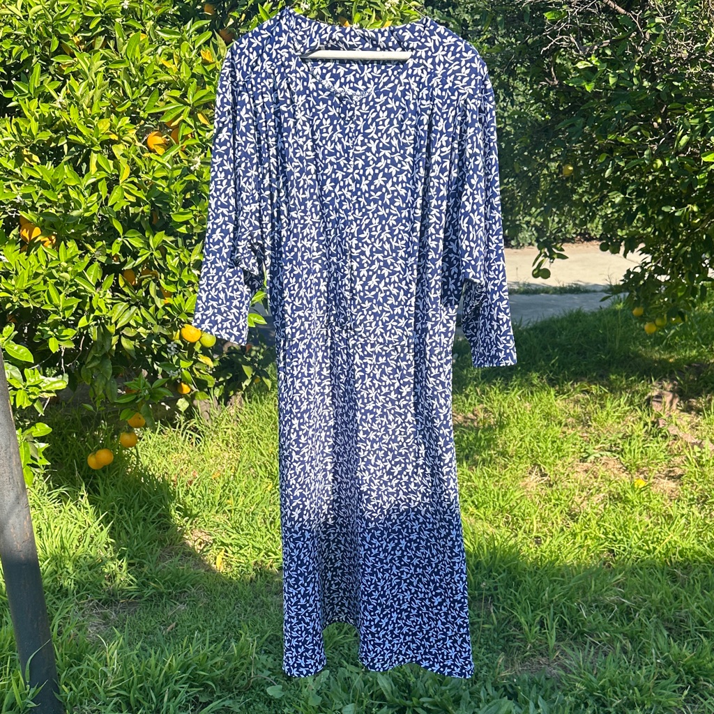 French Girl Miss Oops Navy And White Ditsy Floral Dress Long Sleeve Prarie